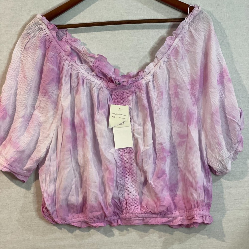 Relaxx Shirt Women’s Plus Size 3XL Purple  Embroidered Top 100% Rayon